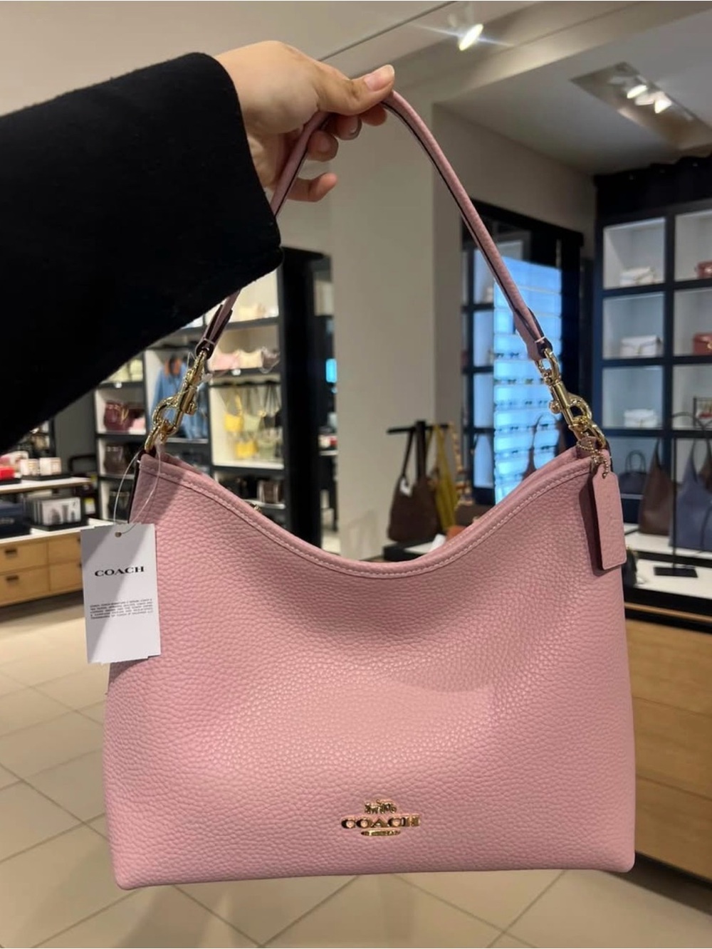 New Coach Laurel Shoulder Bag Carnation Pink Pebbled Leather - Picture 2 of 14